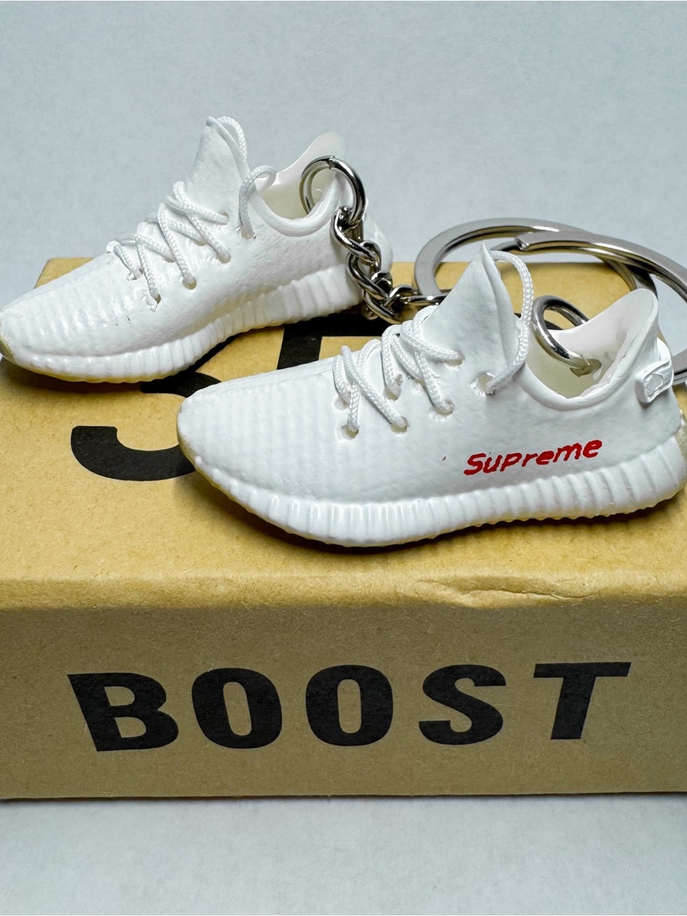 NWT Supreme Yeezy Sneaker Keychain Pair with Box - Mini Shoe Accessory